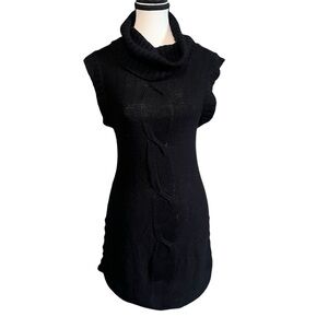 Ambiance Women’s Black Sleeveless Turtleneck Sweater Dress Mini Size Medium